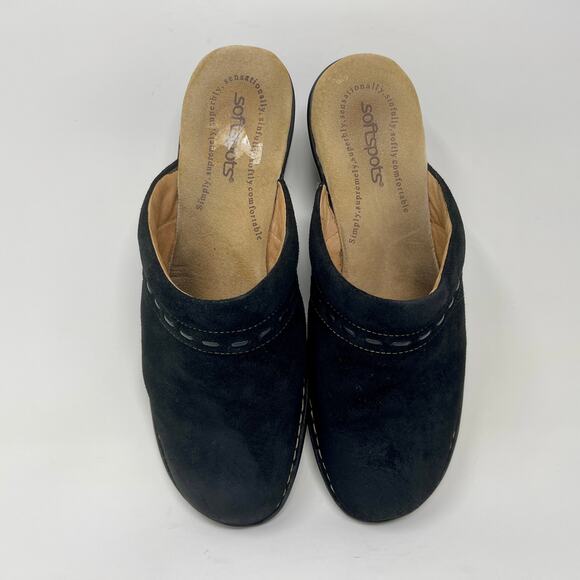 Softspots Mule Clogs Black Suede Comfort Shoes Womens 9 Wide 00.1=I.10.9 - Picture 8 of 10